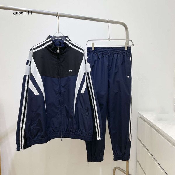 Automne balencaigalies balencigalies hommes lettres brodées survêtement vêtements de sport survêtements en vrac femmes épissage décontracté veste deux costumes pièce ensemble C2W4