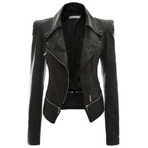 Automne veste en cuir noir femmes solide plus taille vestes mode moto manteaux femme casual femmes veste automne 201029