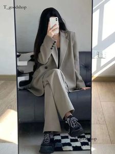 Autumn Blazer Pakken Pant Solid Woman 2 stuks Set Long Sleeve Jacks Jassen Vrouw Koreaanse mode Casual Office Lady Chic F55