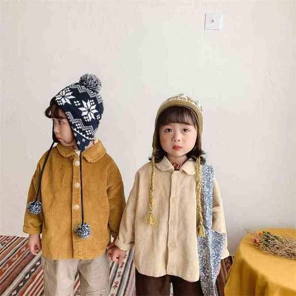 Automne Boys and Girls Couleur solide Vestes en velours côtelet