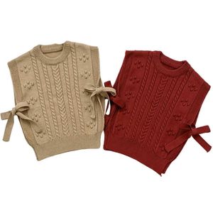 Herfst Jongens Katoenen Vestjas 1-7yrs Baby Meisje Knitwear Mouwloze truien Solid Twist Knit Vest Peuter Pullover Bovenkleding Y1024