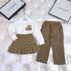 Otoño, niños, niñas, hermanos, conjunto, invierno, dos piezas, ropa de manga larga, falda media superior delgada, pantalones largos, ropa de moda para niños CSD2401087-6