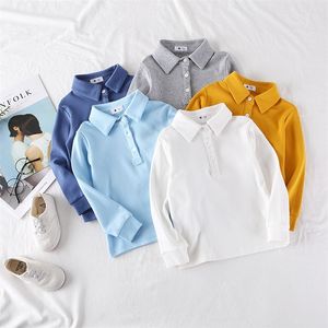 Otoño Boys Polo Shirts Camiseta de manga larga para niños Boy Bottom Color Sólido Niños Sudaderas Ropa de bebé 210306