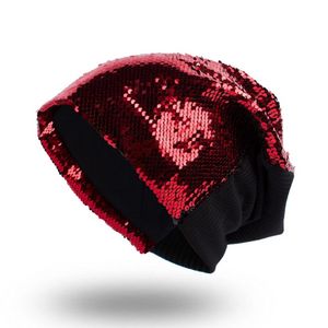 Herfst snoepkleur pailletten beanies hoed unisex feest dans hoed magische omkeerbare omkeerbare pailletten cap kleur veranderende cap hcs334