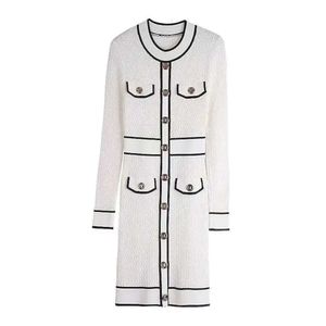 Herfst casual jurken trui rok met lange mouwen gebreide kledingdoek luxe designer kleding oorzakelijk slijtage kleding diff f e