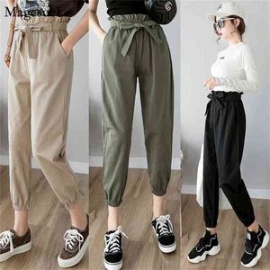 Automne décontracté taille haute femmes pantalons mode coréenne pantalon ample solide Streetwear Harem Pantalon Femme 7174 210512