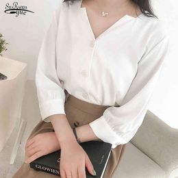 Herfst casual wit shirt tops losse vest plus size elegante blouse vrouwen lange mouw top blusas para mujer 11705 210508