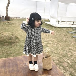 Herfst Kinderkleding Japans Stijl Katoen Linnen Baby Meisjes Prinses Jurk Gestreepte Ruches Mouw Kinderen Casual Jurken 210303
