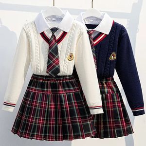 Automne enfants ensembles pour filles uniforme scolaire Twinset enfants école Look fille vêtements Junior fille vêtements école vêtements 240223