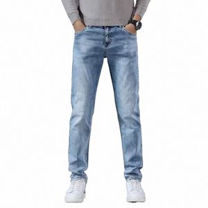 Herfst Kleding Jeans Mannen Hoge Kwaliteit Stretch Lichtblauw Denim Fi Geplooide Retro Pocket Skinny Broek Broek 28-40 38Km #