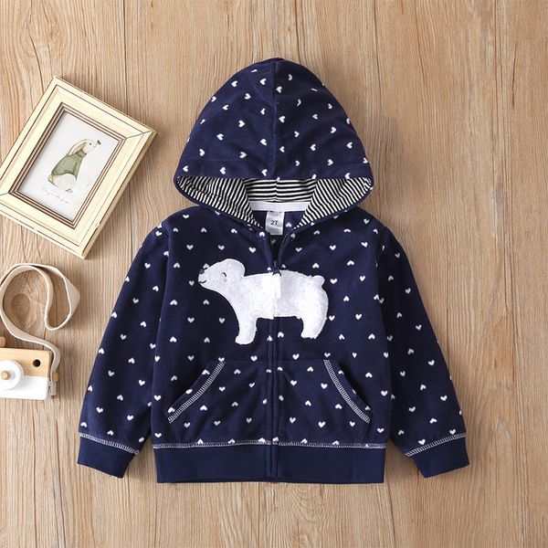 Automne Manteau Filles Hoodies Pull Garçons Veste Manteau Avec Fermeture À Glissière Animall Motif Brodé Par Coumpter Hiver Enfants Top LJ201007