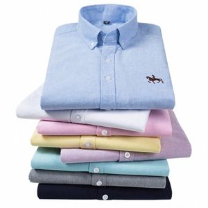 Herfst Katoen Oxford Shirt Voor Heren Lg Mouw Wit Geruite Gestreepte Casual Shirts Mannelijke Regular-Fit Blouses Butt-Down overhemd 6XL E99l #