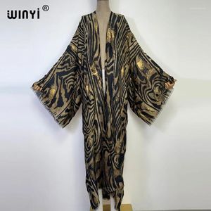 Herfst katoengevoel vergulden luipaard print strand slijtage zwempak kimono elegante Afrika vrouwen boho vest avondjurk