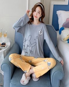 Herfst schattige cartoon totoro pyjama -sets met lange mouwen voor vrouwen slaapkleding pak pyjama femme pijama mujer huiskleding thuiskleding 2011137496979