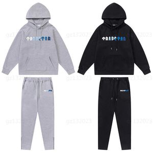 Automne Designer Hoodie Hommes Trapstar Survêtement Blanc Et Bleu Lettres Serviette Broderie Sweat Rembourré Et Pantalon Deux Pièces Ensemble Designers Vêtements 0607