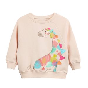 Herfst Dinosaur Kinderkleding Lange mouwen T-shirt Meisjes Katoenen Cartoon Casual Trui Jas 2-7Y 210515