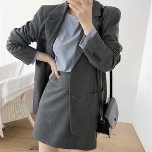 Herfst elegante slanke dames rok pak tweedelig hoge kwaliteit mode mid-length dames jas jas slanke taille 210527