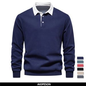 Sweat-shirt à col Polo pour homme, vêtement décontracté et social, en coton de qualité, Design à la mode, automne, 240229