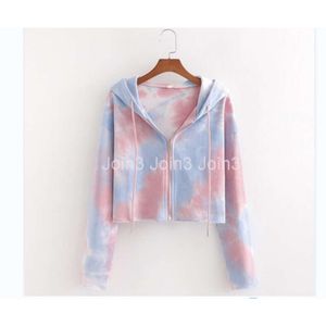 Automne Fashion Design Womens Rainbow Color Tie Dying Dying Sweatshirt Cardigan Mabe Plus taille SML