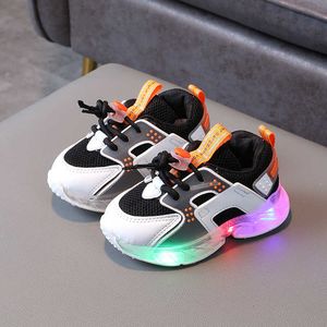 Automne mode lumineux enfants enfants chaussures avec lumière décontracté respirant garçons filles maille bébé course sport baskets G1025