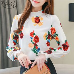 Herfst Mode OL Dames Shirts Elegant Gedrukt Lange Butterfly Sleeve Blouses and Tops Plus Size 6694 50 210510
