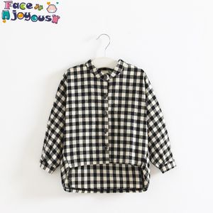 Automne mode Plaid bébé fille Polo enfant en bas âge à manches longues hauts chemises haute qualité enfants filles vêtements Blouses 2-9Y 210413