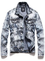 Herfst mode slanke heren print jas Veste pour hommes lange mouw trendy denim jas chaqueta de hombre