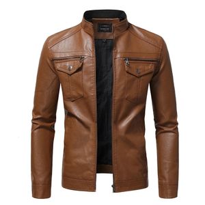 Herfst Mode Trend Jassen Mannelijke Stijl Slanke Opstaande Kraag Motorfiets Leren Jas heren PU Leren Jas S-4XL 231228