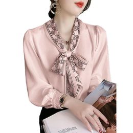 Autumn Fashion Women Bow Collar Slee Long Chiffon Ol Blouse Desinger camisa de talla grande SMLXLXXL3XL Tops