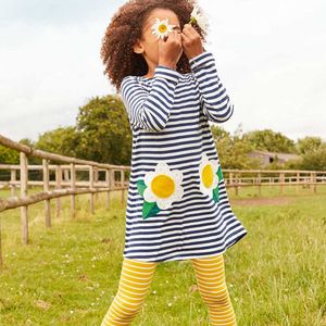 Herfst meisjes kleding peuter polka dot regenboog jurken baby kinderen katoen streep bloemen casual jurken kinderen kostuum Q0716