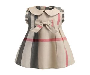 Automne Girls Robe European and American Sans Sans Shevest Vest Bowknot Cotton Classic Plaid Robe Baby Robe2820650