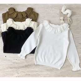 Autumn Girls Infant Knit Wear Peuter breien pullovers Tops Spring Lotus Collar Baby Girl Boy Kids Sweaters L2405