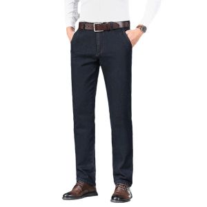 Pantalon en Denim droit haut de gamme pour homme, ample, taille haute, décontracté, printemps et automne