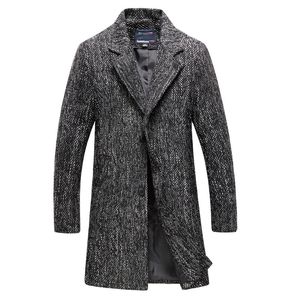 Herfst Hoogwaardige Mannen WOOLL-melanges Jassen Mid-Long Casual Wild Trench Coat Warm Youth Windbreaker Coat Male Plus Size LJ201106