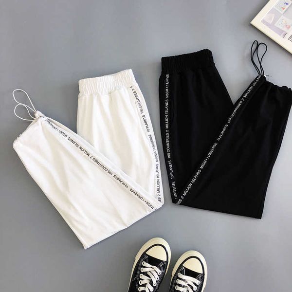 Automne Hip Hop Black Casual Harem Pants Spring Unisexe Sport BF Harajuku Joggers Ruban Sports pour femmes 210531