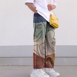 Pantalones coloridos de hip hop de otoño, pantalones estampados informales largos con estampado de cintura media para hombre