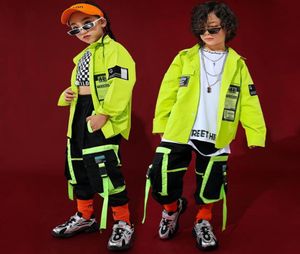 Herfst Hip Hop Danskleding Kinderen Groen Tops Jongens Hip Hop Broek Nieuwe Meisjes Jazzdans Kleding Ballroom Prestaties kostuum BI2087088781