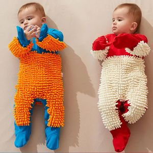 Herfst Baby Baby Jongen Meisje Rompertjes Lente geboren Baby Jumpsuit Mop Dweilen Schoonmaken Jongens Meisjes Baby Kruipen Kleding 240127