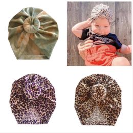 Automne infantile bébé filles chapeau noeud chapeaux enfant en bas âge enfants Leppard beignet bonnets Turban chapeaux enfants accessoires de cheveux 5 couleurs