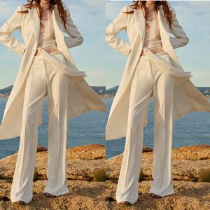 Autumn Ivory Women Wedding Suits Slim Fit Custom Made Long Blazer Sets 2 stuks voor Guest Wear Fashion Show