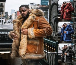 Chaqueta de otoño hombres falsos pelaje tibio ropa de calle ropa espesor de la capa de overpintería de primavera chaquetas de piel de oveja