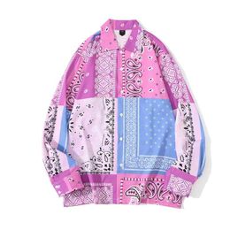 Herfst Japan Patchwork Bandana Shirt Print Streetwear Shirts Lange mouw Blouse Plus Size Tops Trendy Dames 210510