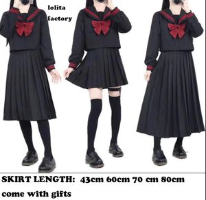Uniformes scolaires japonais d'automne pour filles, hauts de marin longs et mignons, jupe plissée, ensembles complets, uniforme de cosplay pour fille Yankee 240301