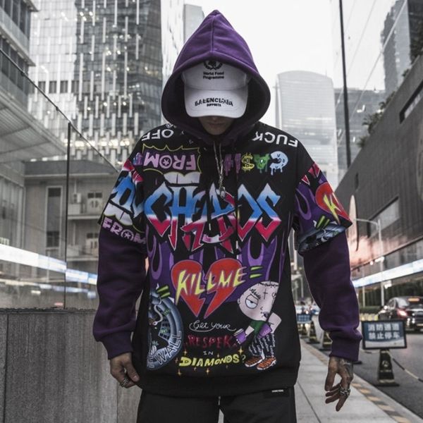 Automne japonais Street Scrawl Haruku Hoodies Dhyana Swag Tyga Hoodie Poleron Hombre 201020