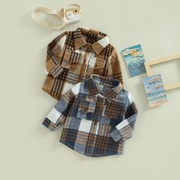 Herfst Kids Baby Jongens Meisjes Plaid Shirt Jas Casual Revers Lange Mouw Knop Vest Jasje Herfst Kleding 240113