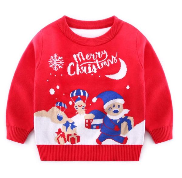 Otoño niños ropa de diseñador rojo jersey de Navidad bebé niño niña suéteres prendas de punto Jumper abrigo para niños