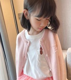 Autumn Kids Girls Cardigan Baby Girl Sweaters Pink Sweaters Button Button Coat Fashion Children039s Clothes344x8179598