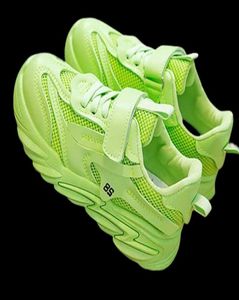Otoño niños malla transpirable neón verde blanco zapatillas de deporte para niños niñas escuela Hip Hop zapatillas deportivas para correr nuevo H086371127