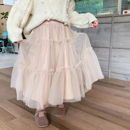 Automn Kids Princess Mesh Puffy Jirt Fembes Fashion Two Layer Princess Jirts Ball Robe 240325