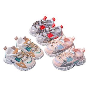 Zapatos deportivos de otoño para niños, zapatos de malla transpirables para niñas pequeñas, zapatillas de moda para niños, zapatos para estudiantes infantiles antideslizantes STP064 G1025